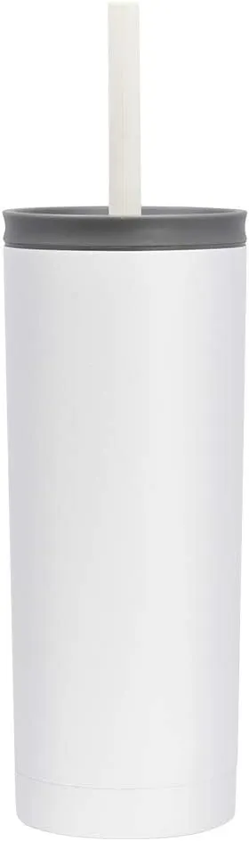 MIRA 20 oz Stainless Steel Vacuum Insulated Tumbler with 2 lids - Straw Lid & Flip Lid - Insulated Travel Tumbler Mug for Hot or Cold Drinks - White