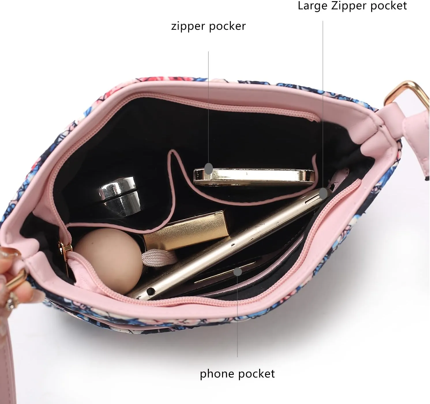 MKF Collection Quilted Crossbody for Women, Cotton Top-Handle Ladies Fashion Daily Crossover Handbag Purse
