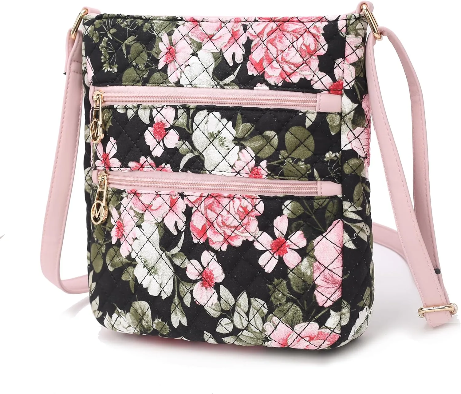 MKF Collection Quilted Crossbody for Women, Cotton Top-Handle Ladies Fashion Daily Crossover Handbag Purse