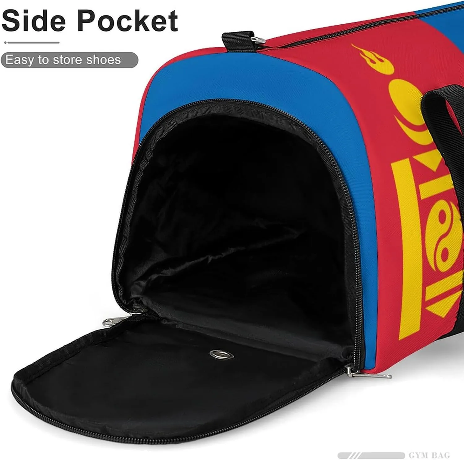Mongolia Flag Sports Duffle Bag for Boys Girls with Shoe Compartment Overnight