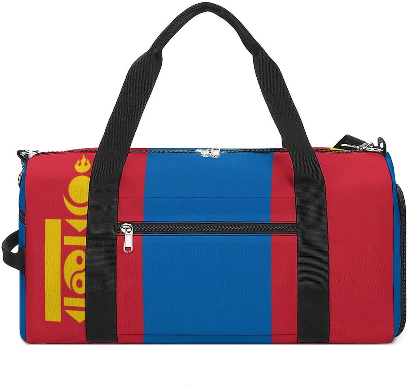 Mongolia Flag Sports Duffle Bag for Boys Girls with Shoe Compartment Overnight