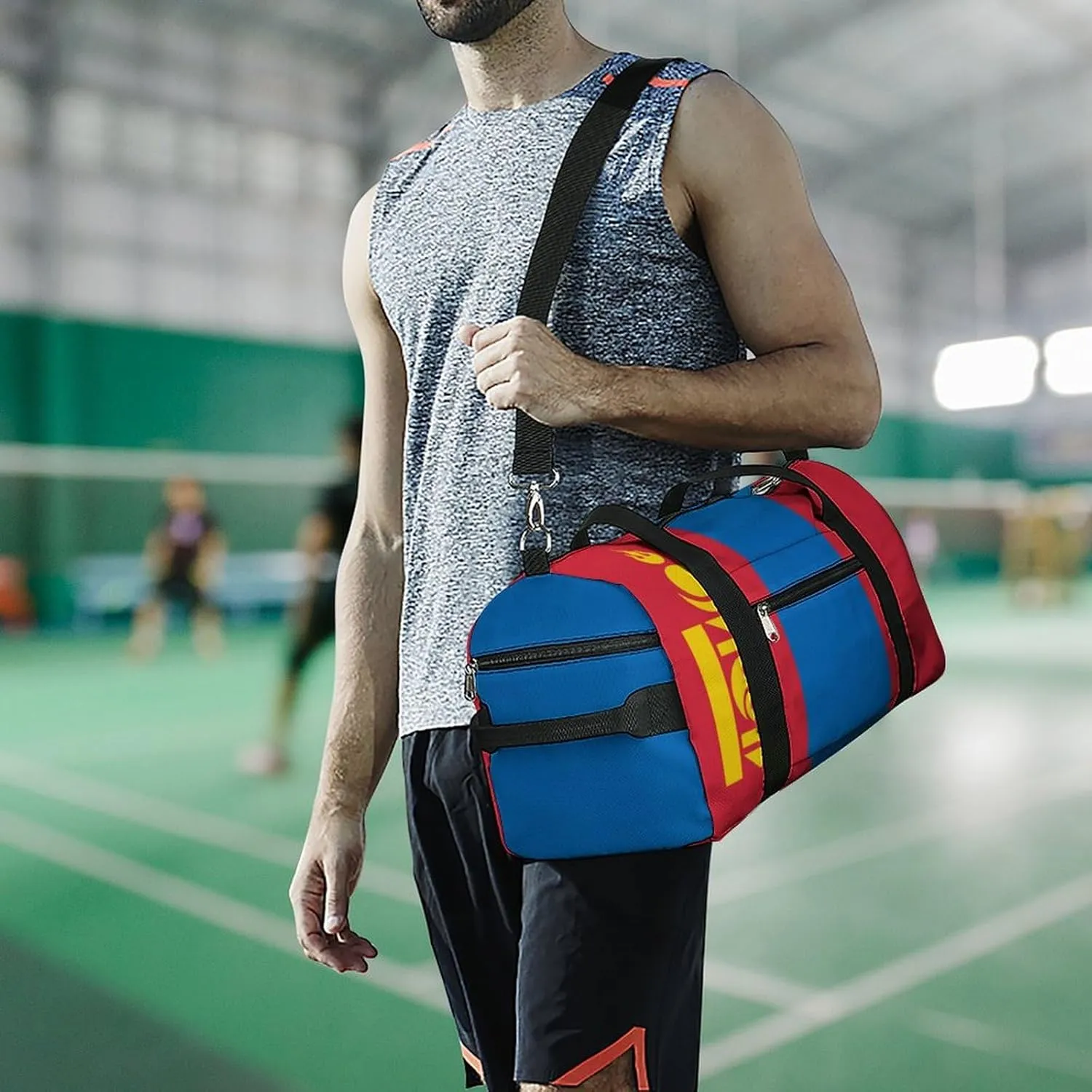 Mongolia Flag Sports Duffle Bag for Boys Girls with Shoe Compartment Overnight