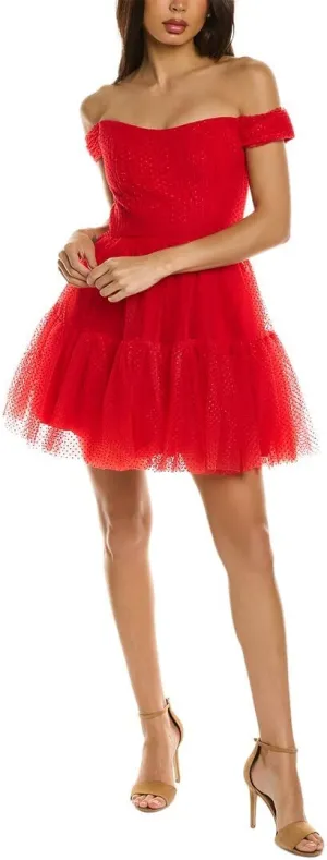 MONIQUE LHUILLIER ML Womens Polka Dot Tulle Mini Dress