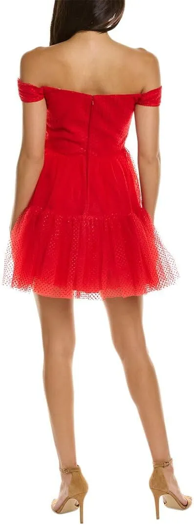 MONIQUE LHUILLIER ML Womens Polka Dot Tulle Mini Dress