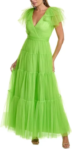 MONIQUE LHUILLIER ML Womens Tiered Tulle Evening Dress