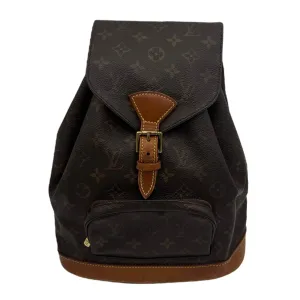 Montsouris Backpack Brown in Monogram Coated Canvas, Gold hardware