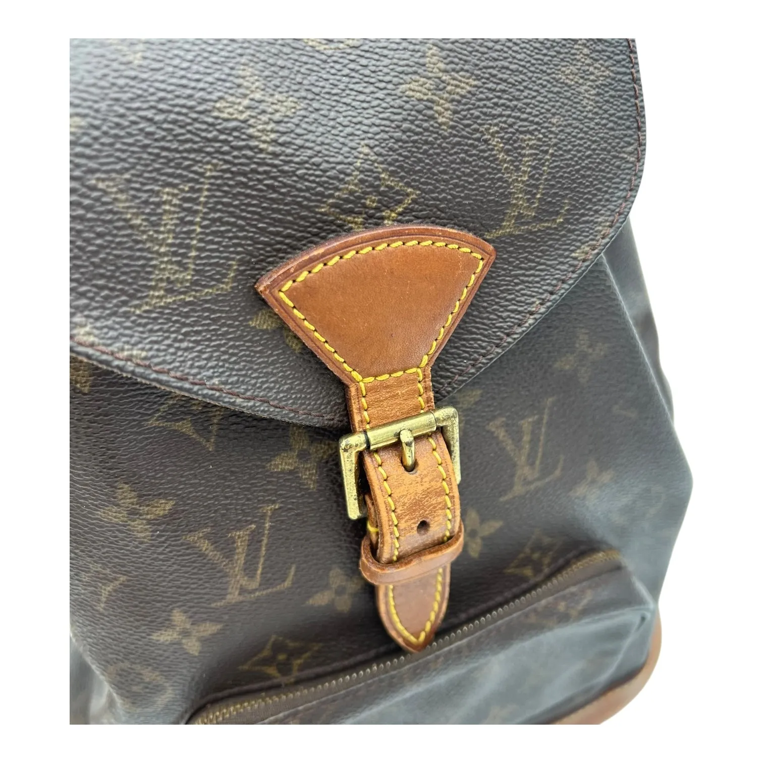 Montsouris Backpack Brown in Monogram Coated Canvas, Gold hardware