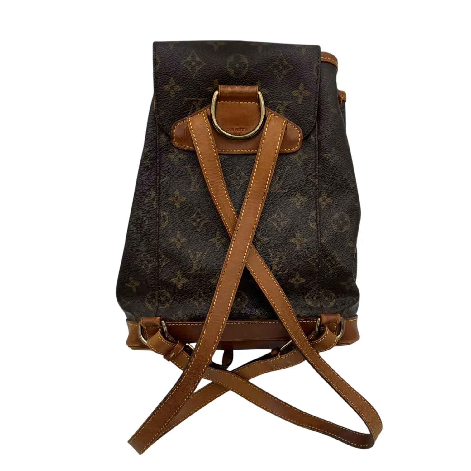 Montsouris Backpack Brown in Monogram Coated Canvas, Gold hardware