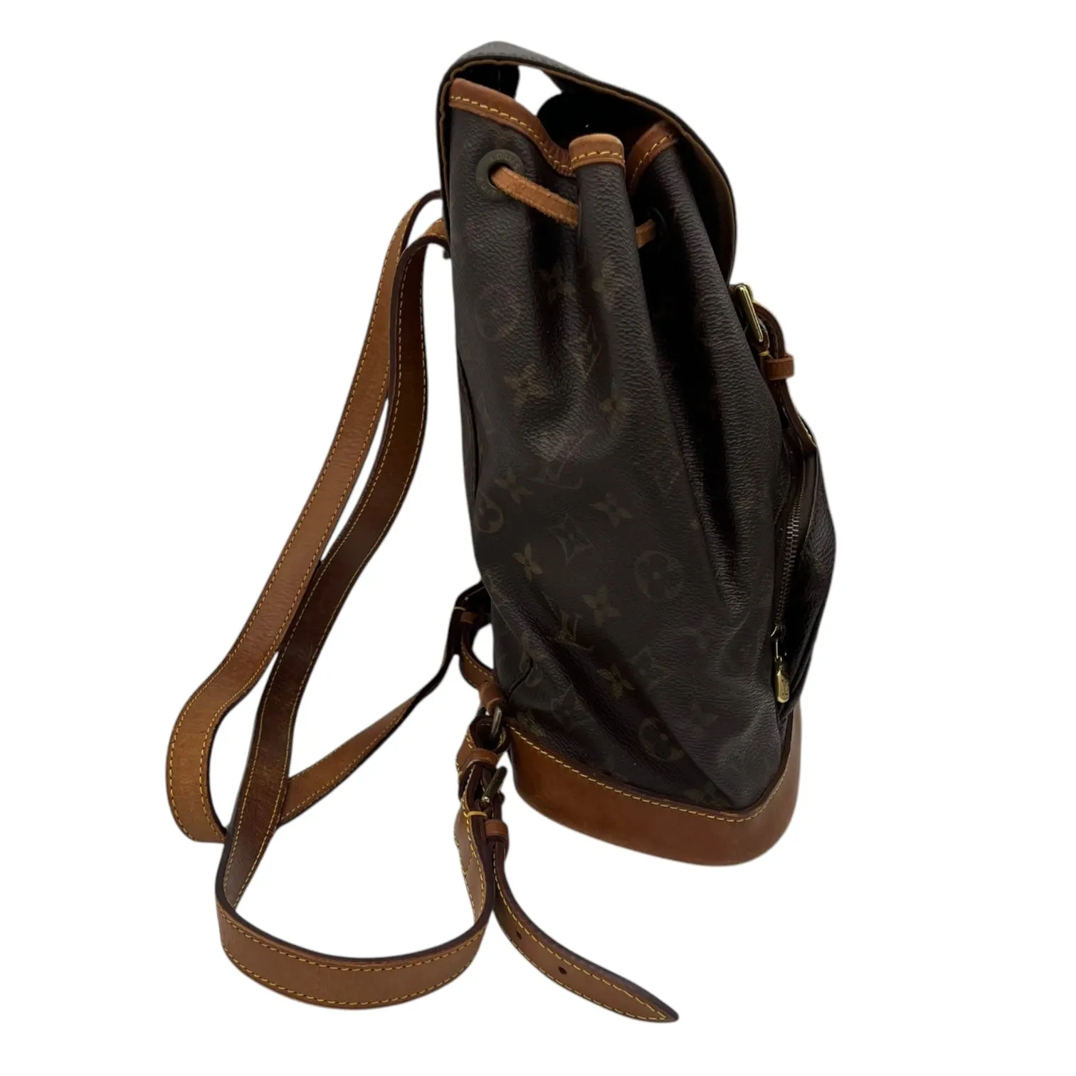 Montsouris Backpack Brown in Monogram Coated Canvas, Gold hardware
