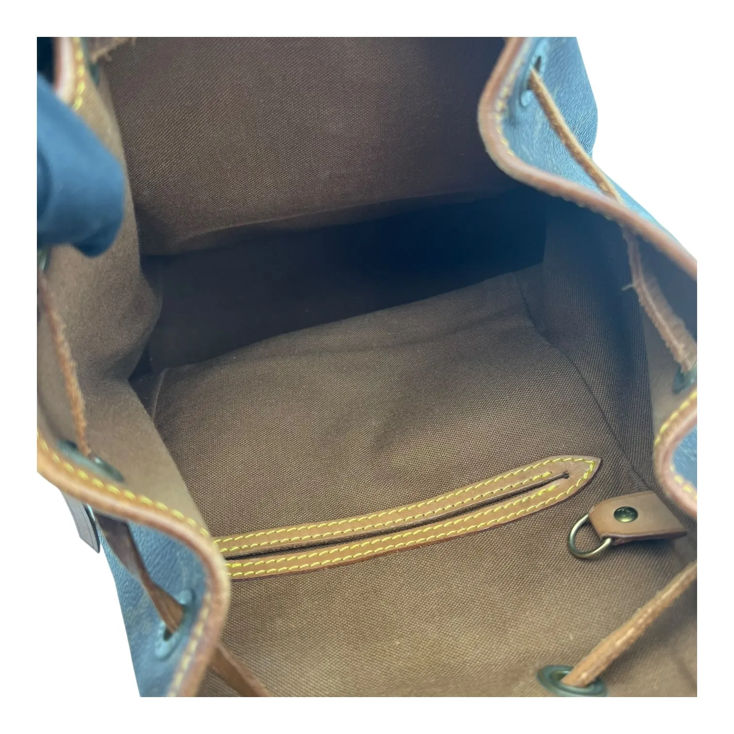 Montsouris Backpack Brown in Monogram Coated Canvas, Gold hardware