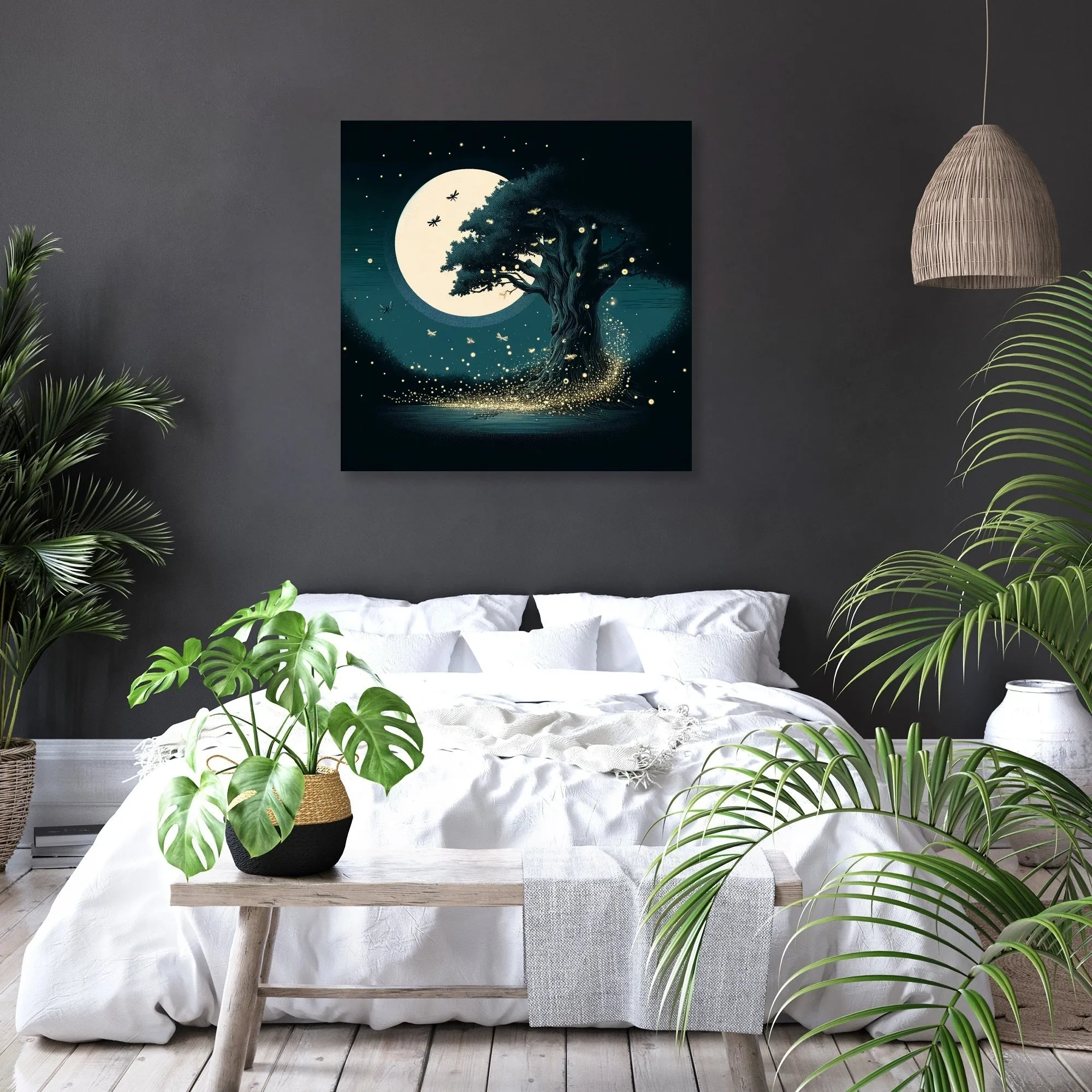 Moonlit Dance of the Fireflies Canvas