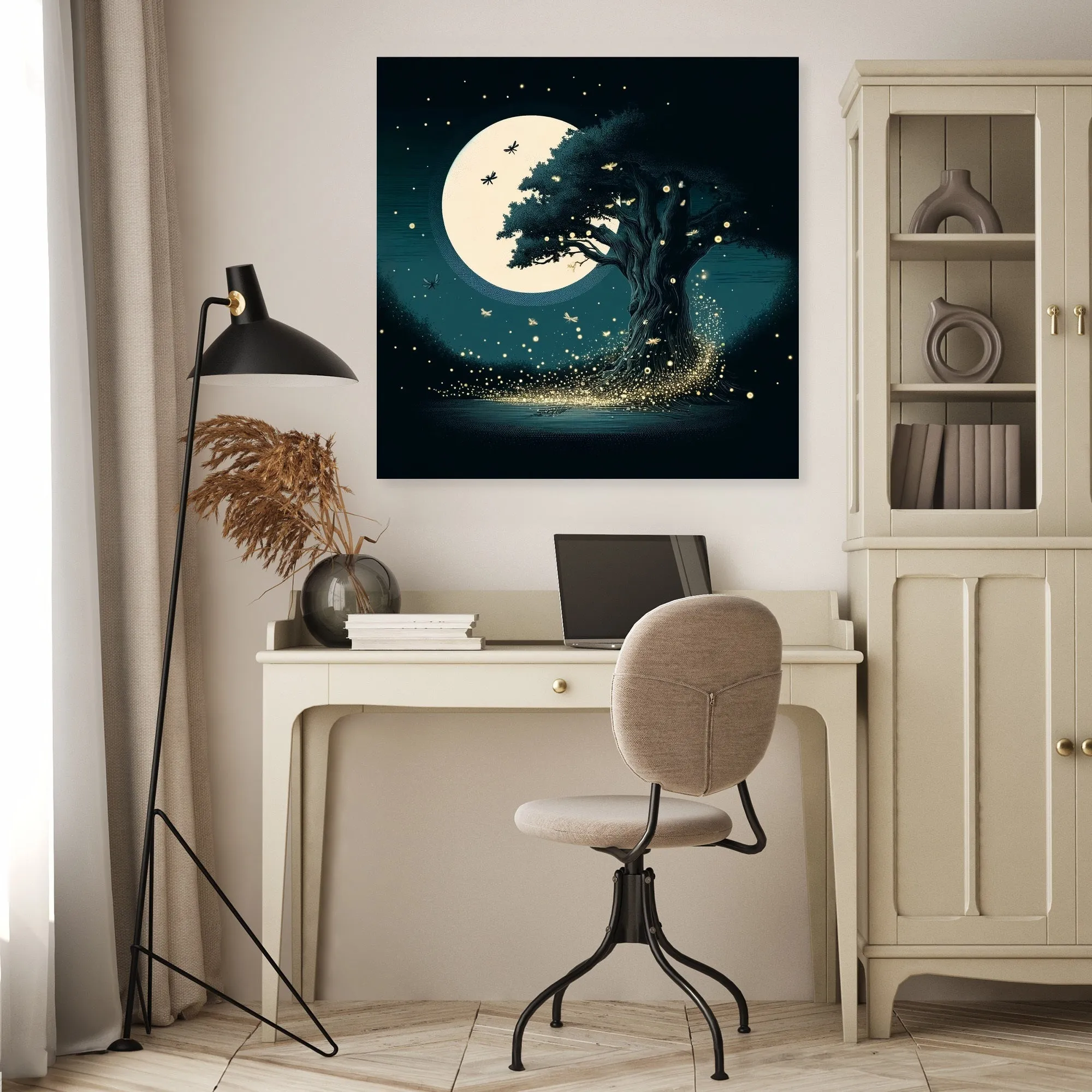 Moonlit Dance of the Fireflies Canvas