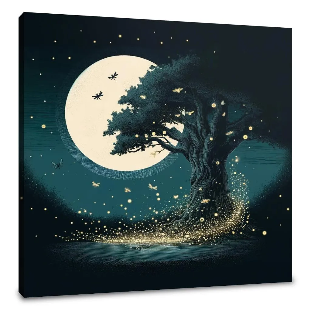 Moonlit Dance of the Fireflies Canvas