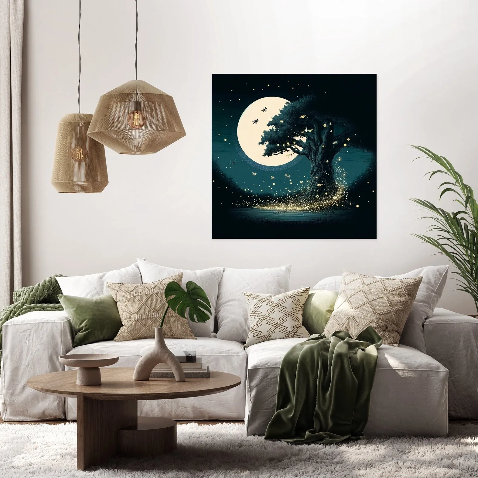 Moonlit Dance of the Fireflies Canvas