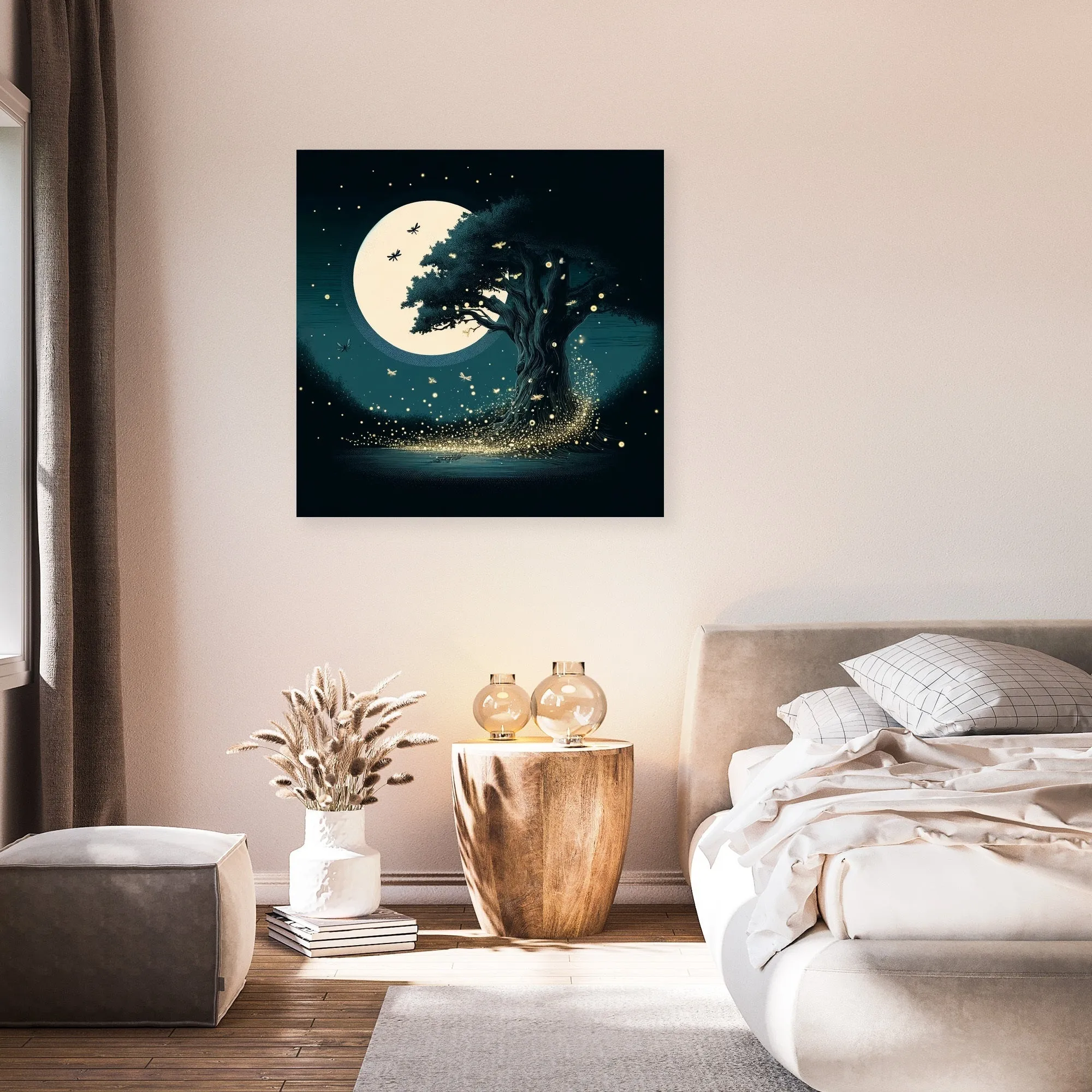 Moonlit Dance of the Fireflies Canvas