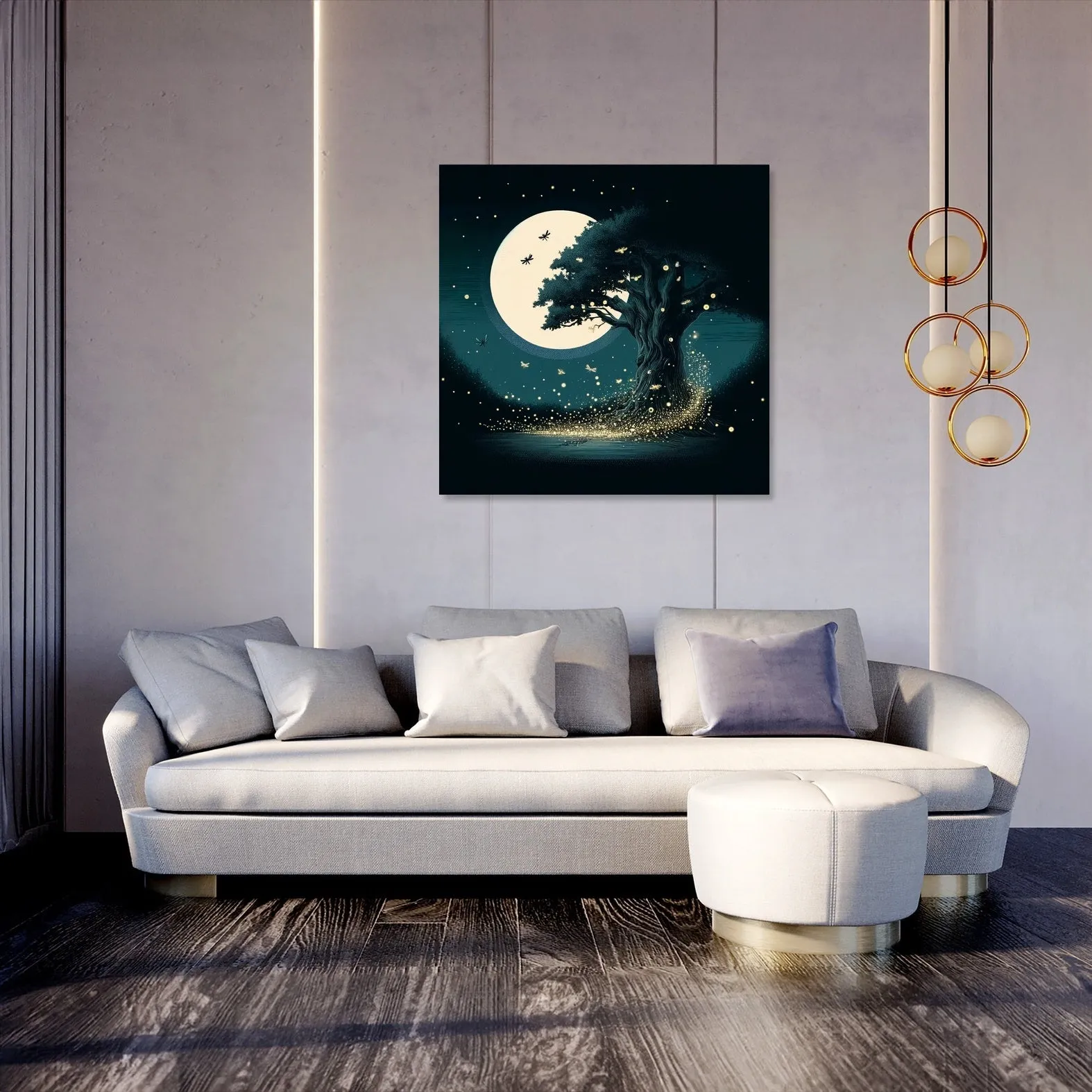 Moonlit Dance of the Fireflies Canvas