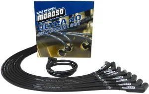 Moroso 73729 Ultra 40 Black Spark Plug Wire Set, Fits Big Block Chevy w/Under Header Routing, HEI Distributor Ends and 135 Degree Plug Ends
