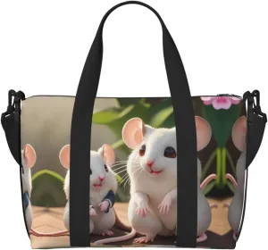 Mother and child rats Hand-held messenger travel bag, suitable for work, travel, fitness, tourism, women's casual handbag with zipper,