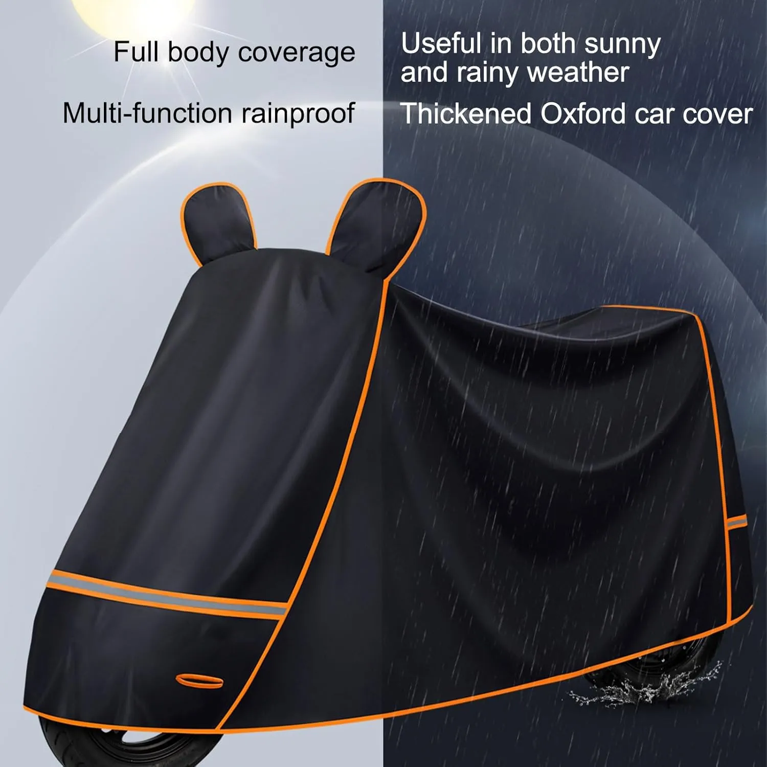 Motorcycle Cover, Outdoor and Indoor Dustproof, Windproof and UV-Proof Electric/Motorcycle Cover, Lock Holes and Storage Bag, with Night Reflective(Pink,227cm/89.3in)