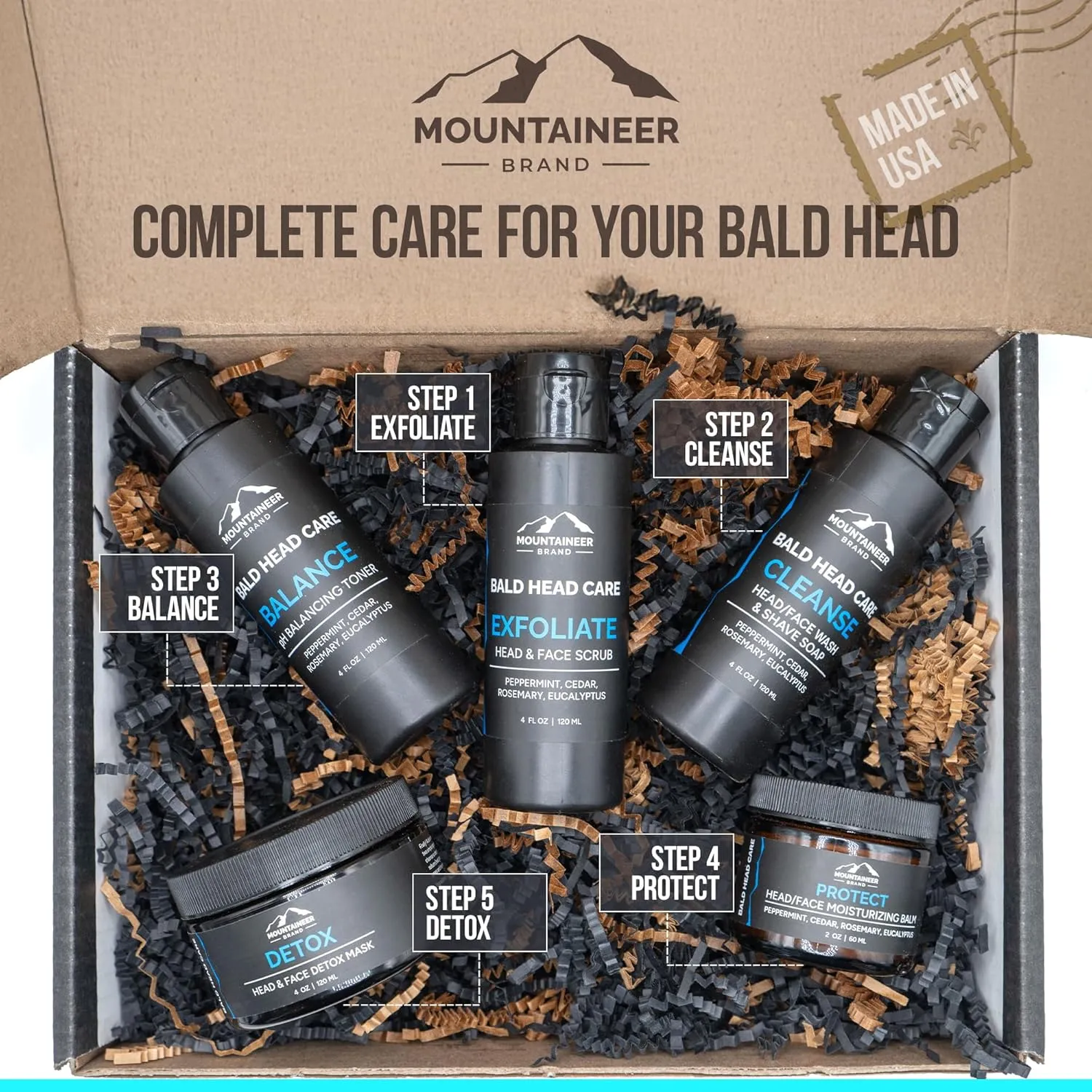 Mountaineer Brand Natural Moisturiser with Fresh & Natural Scent | Bald Head Care for Men | Non-Greasy Scalp and Face Balm | Made in West Virginia | Protect | 2 Pack | 2oz