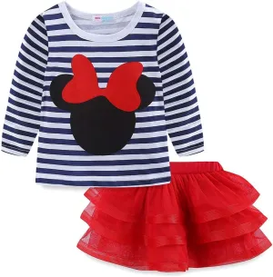 Mud Kingdom Toddler Girls' Cartoon Cute Set T-Shirt and Tutu Skirt Outfit