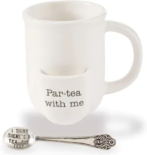 Mud Pie Vintage Inspired Ceramic Mug Spoon-Par Tea Cup Set, 2 Piece,1 pound