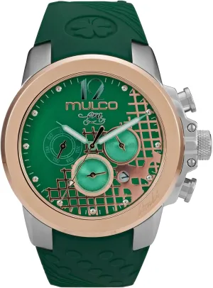 MULCO Watches for Women - Era, Silver Stainless Steel Case with Wrist Silicone Band, Quartz Multifunctional Movement, Large Face Analog Display - Crystals Stones and Rose Gold Accents, 100m Water Resistant - Waterproof