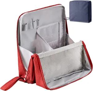 Multi-purpose Large Capacity Oxford Cloth Standing Makeup Bag, Portable Toiletry Bag for Makeup Brushes, Large Capacity Stationery Organizer (Red)