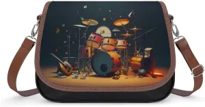Music Drum Guitar Women's Crossbody Bags PU Leather Bag Handbags Mini Shoulder Bag Messenger Bag