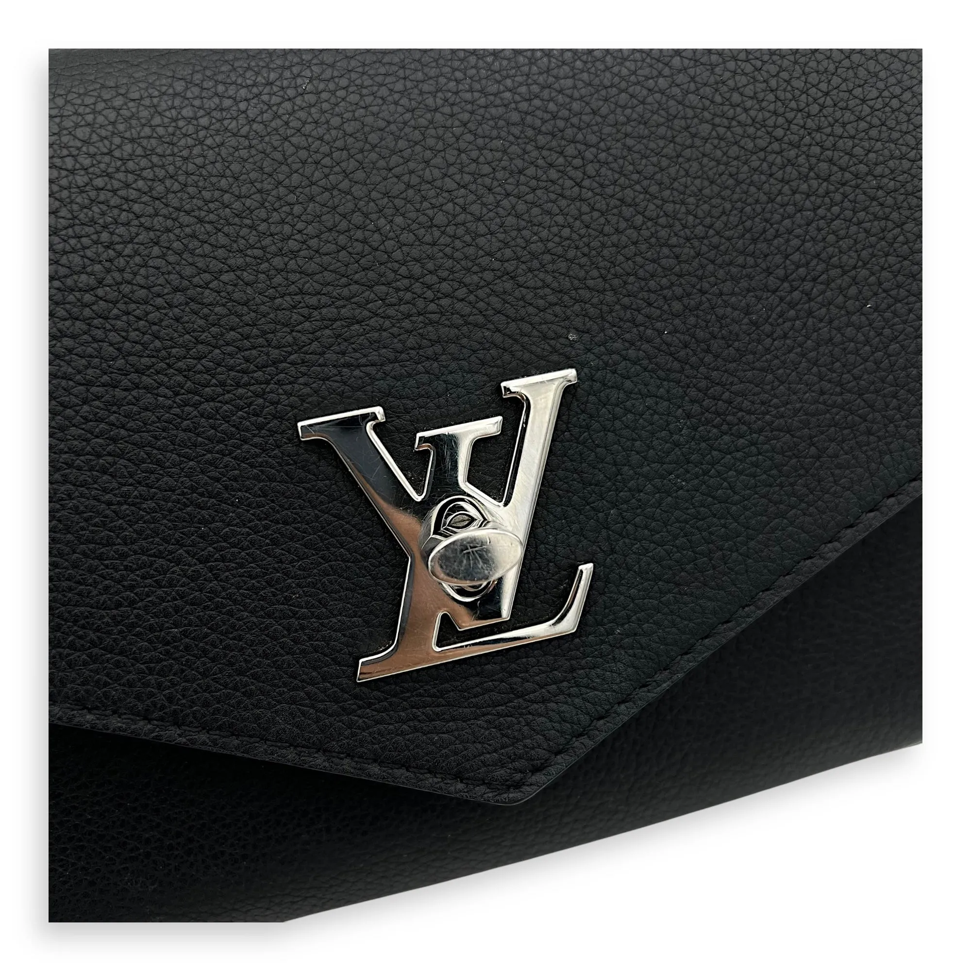 Mylockme Satchel Chain  Crossbody Bag Black in Calfskin, Silver
