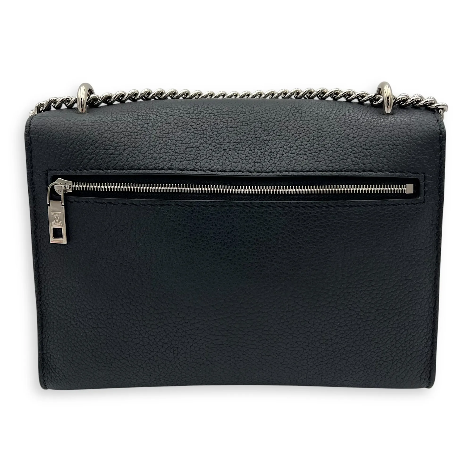 Mylockme Satchel Chain  Crossbody Bag Black in Calfskin, Silver