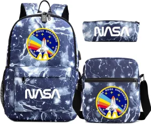 NASA,Space Agency，astronaut， camouflage bag, men and women, Three piece backpack set