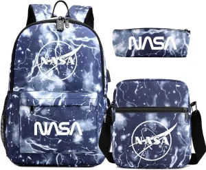 NASA,Space Agency，astronaut， camouflage bag, men and women, Three piece backpack set