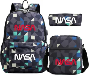 NASA,Space Agency，astronaut，camouflage bag, men and women, Three piece backpack set