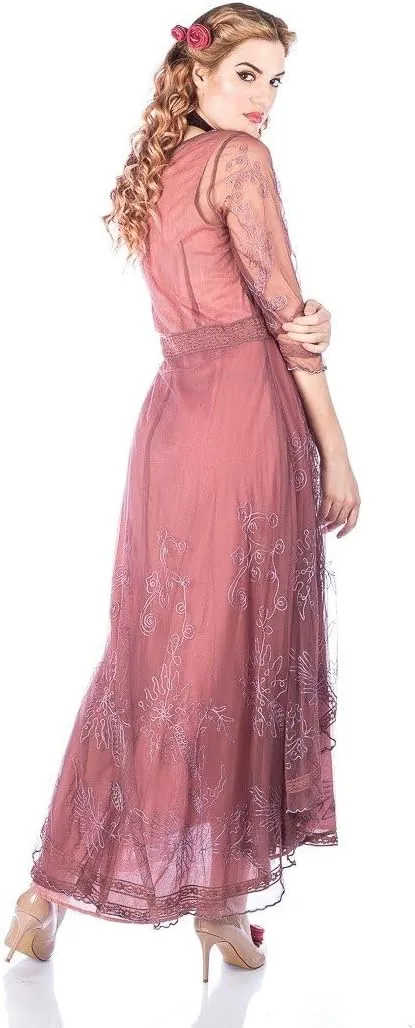 Nataya 40163 Women's Downton 1920s Vintage Style Wedding Party Dress in Mauve