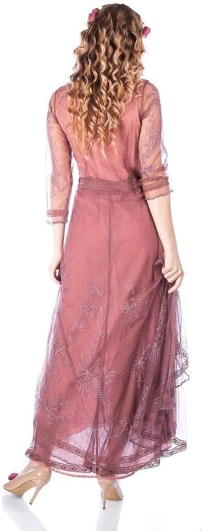 Nataya 40163 Women's Downton 1920s Vintage Style Wedding Party Dress in Mauve
