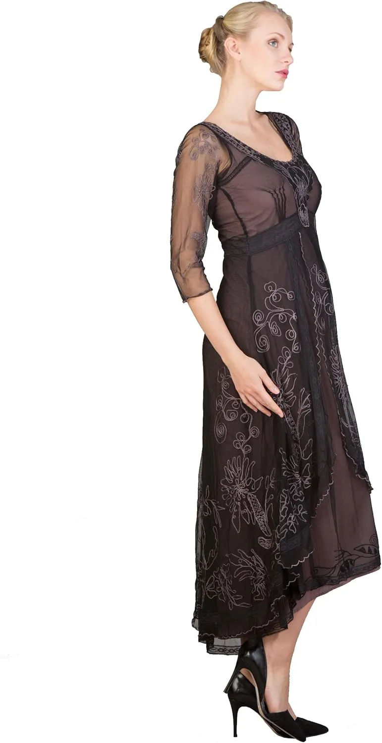 Nataya 40163 Women's Downton Abbey Vintage Style Mother of The Bride Dress in Black