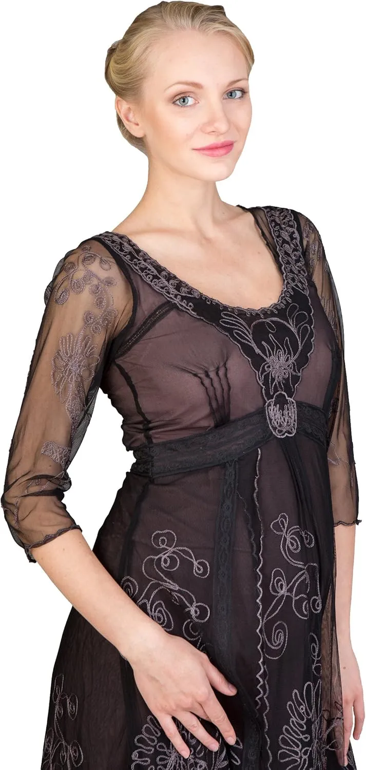Nataya 40163 Women's Downton Abbey Vintage Style Mother of The Bride Dress in Black