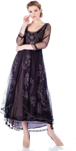 Nataya 40163 Women's Downton Abbey Vintage Style Mother of The Bride Dress in Black