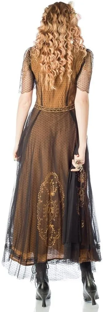 Nataya 40815 Women's 1920s Vintage Style Wedding Party Dress in Black Gold