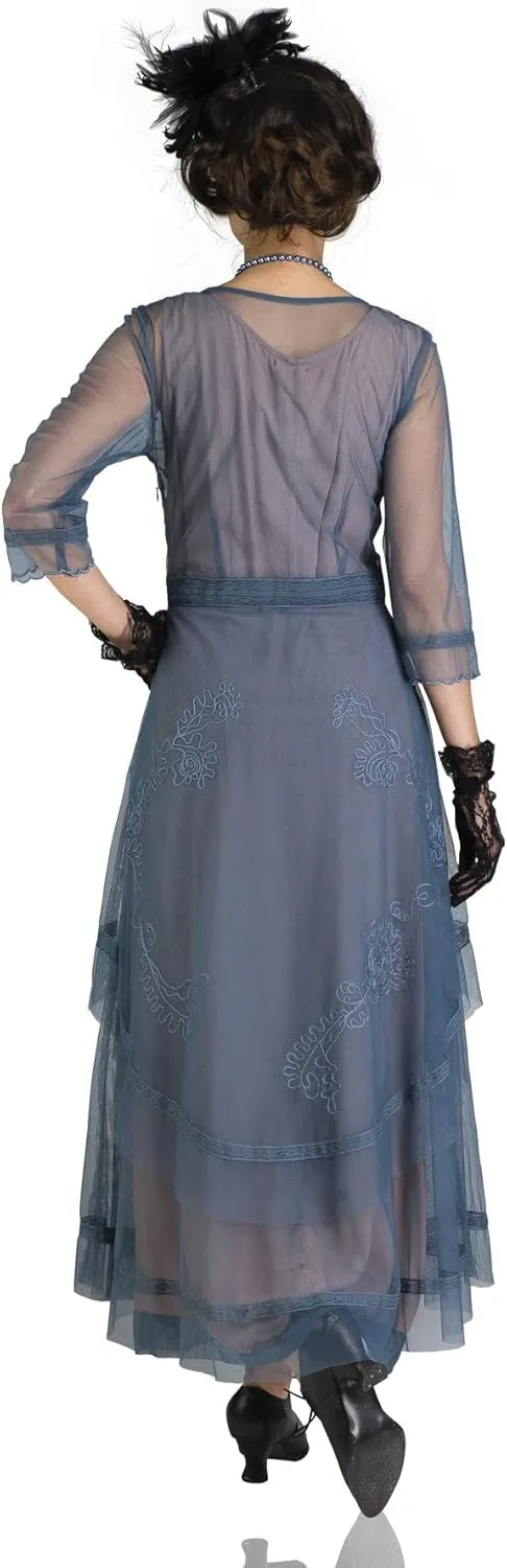 Nataya CL-163 Women's 1920s Vintage Style Wedding Party Dress in Azure