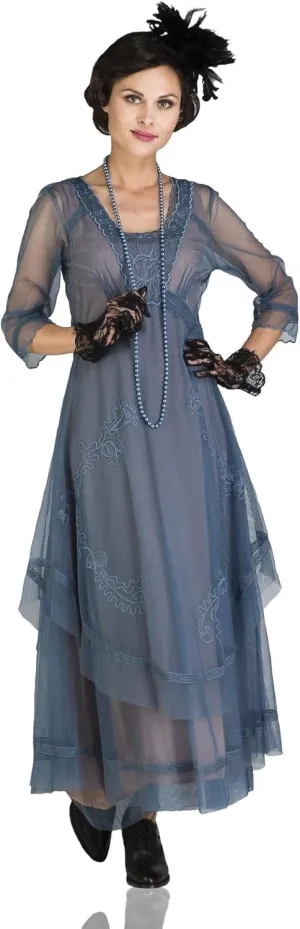 Nataya CL-163 Women's 1920s Vintage Style Wedding Party Dress in Azure