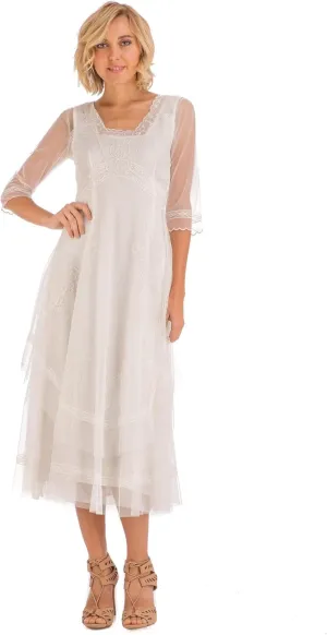 Nataya CL-163 Women's 1920s Vintage Style Wedding Party Dress in Ivory