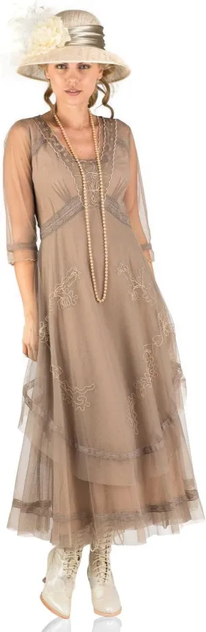Nataya CL-163 Women's 1920s Vintage Style Wedding Party Dress in Sand