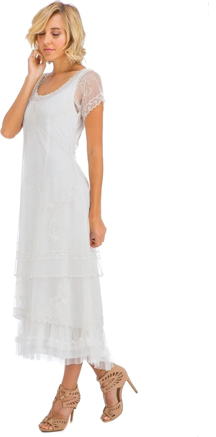 Nataya CL-169 Women's Edwardian 1920s Vintage Style Wedding Party Dress in Ivory
