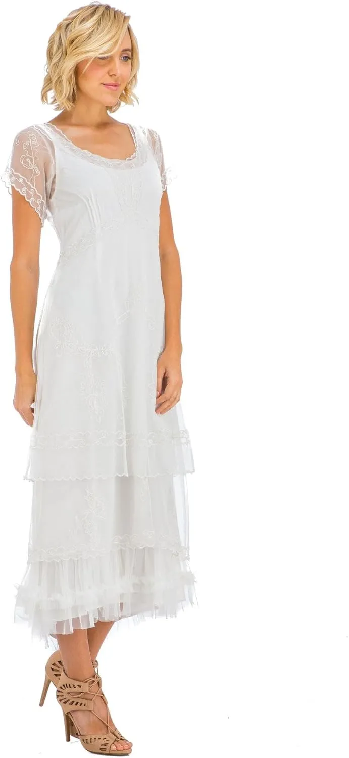 Nataya CL-169 Women's Edwardian 1920s Vintage Style Wedding Party Dress in Ivory