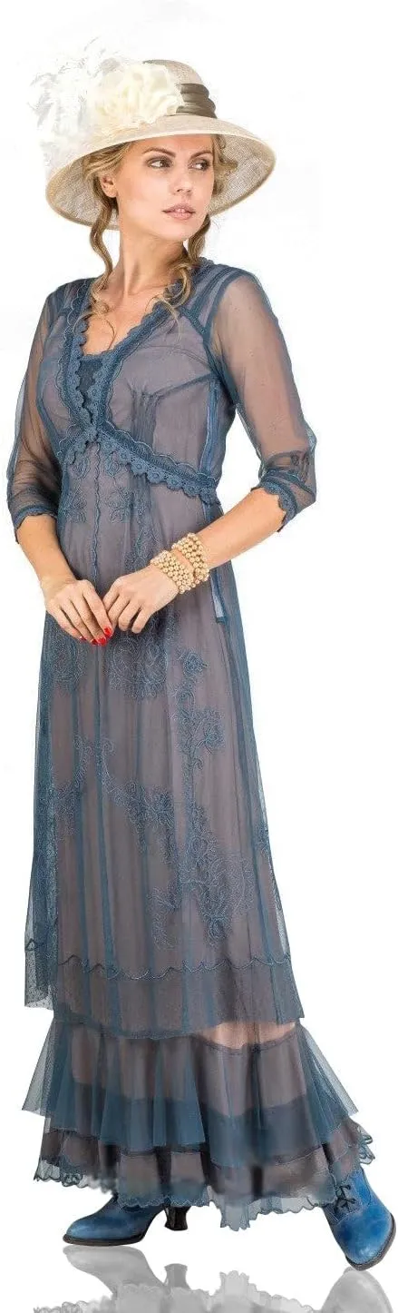 Nataya CL-407 Women's 1920s Vintage Style Wedding Party Dress in Azure