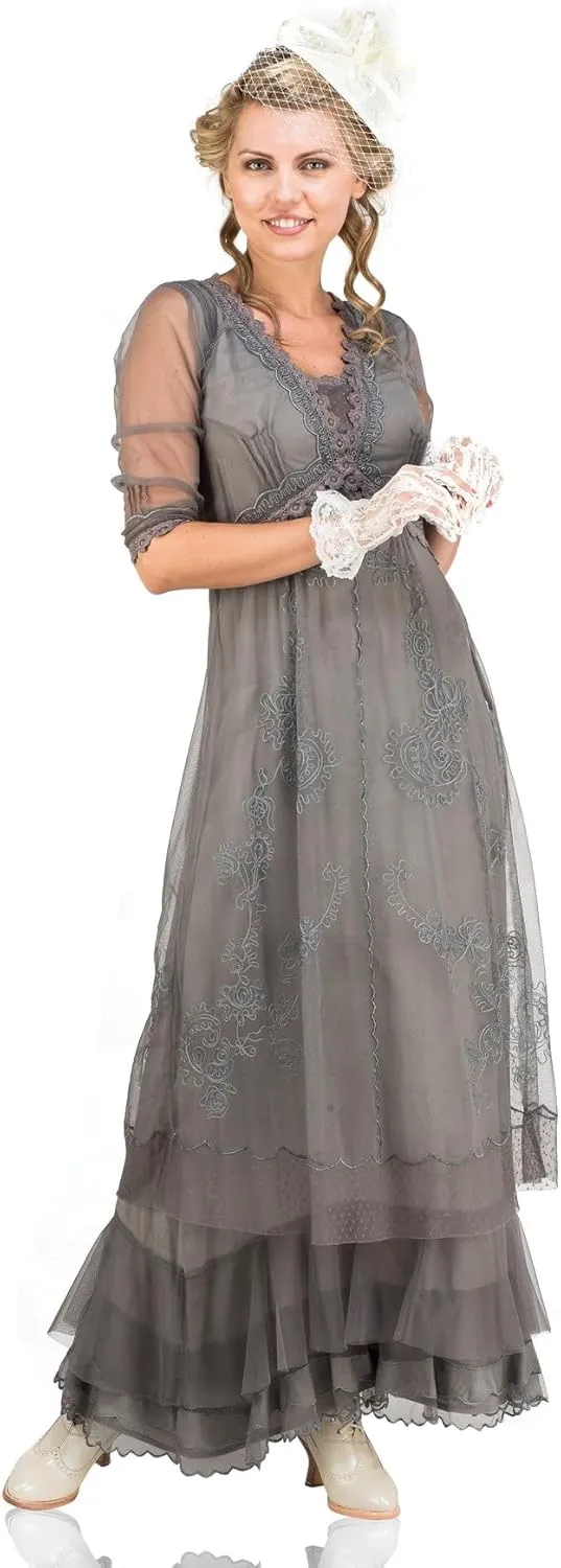 Nataya CL-407 Women's 1920s Vintage Style Wedding Party Dress in Smoke