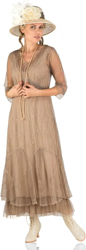 Nataya CL-509 Women's Victorian 1920s Vintage Style Wedding Party Dress in Sand