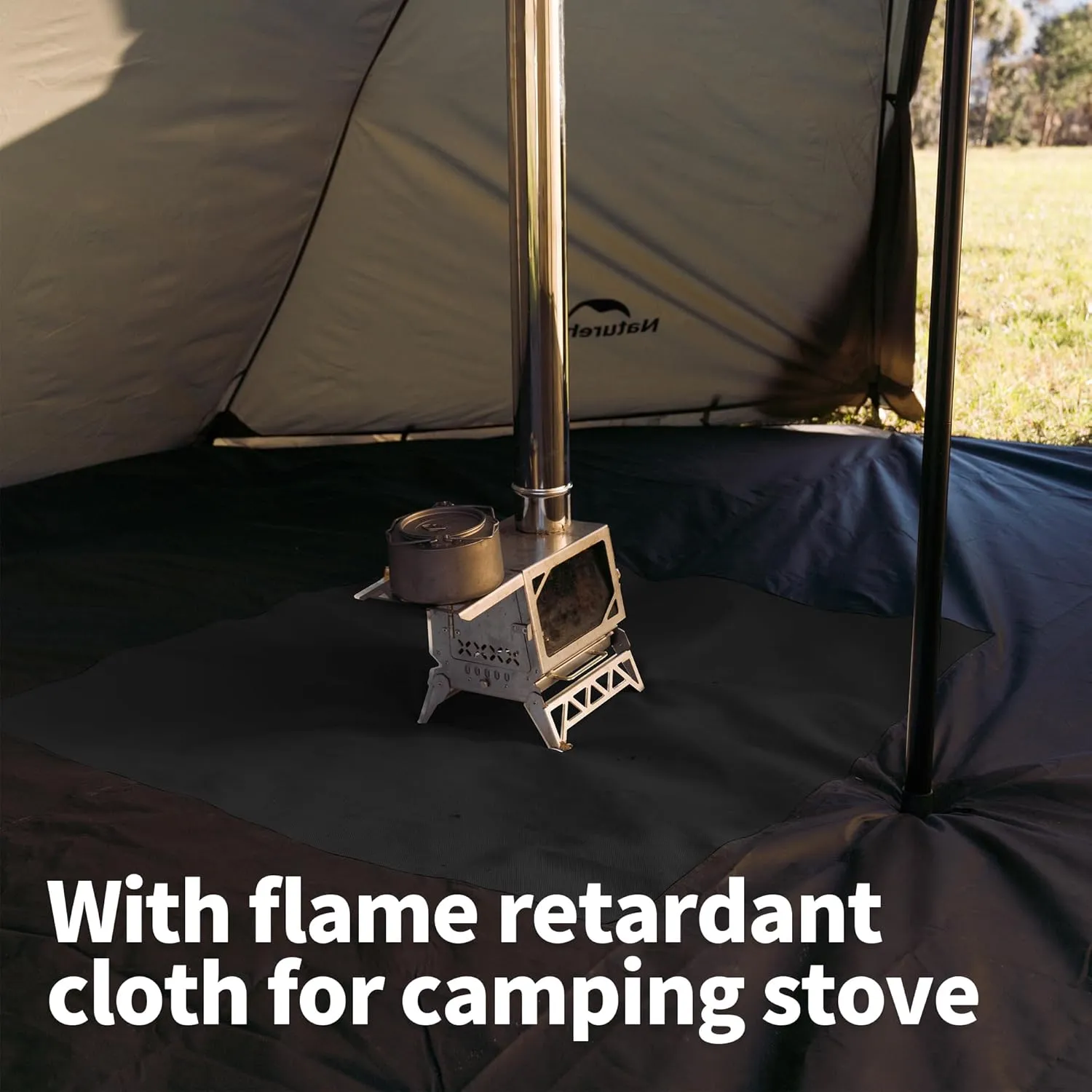 Naturehike Ranch Fire Teepee Tent with Stove Jack, 4-6 Person Waterproof Windproof 4 Season Tent for Cold Weather Camping